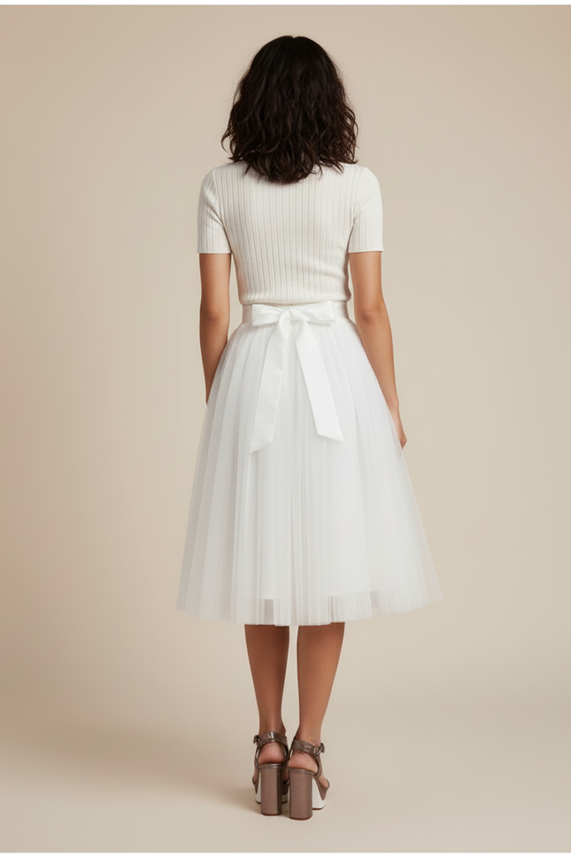 Jupe Blanche Tulle Bouffante Élégante