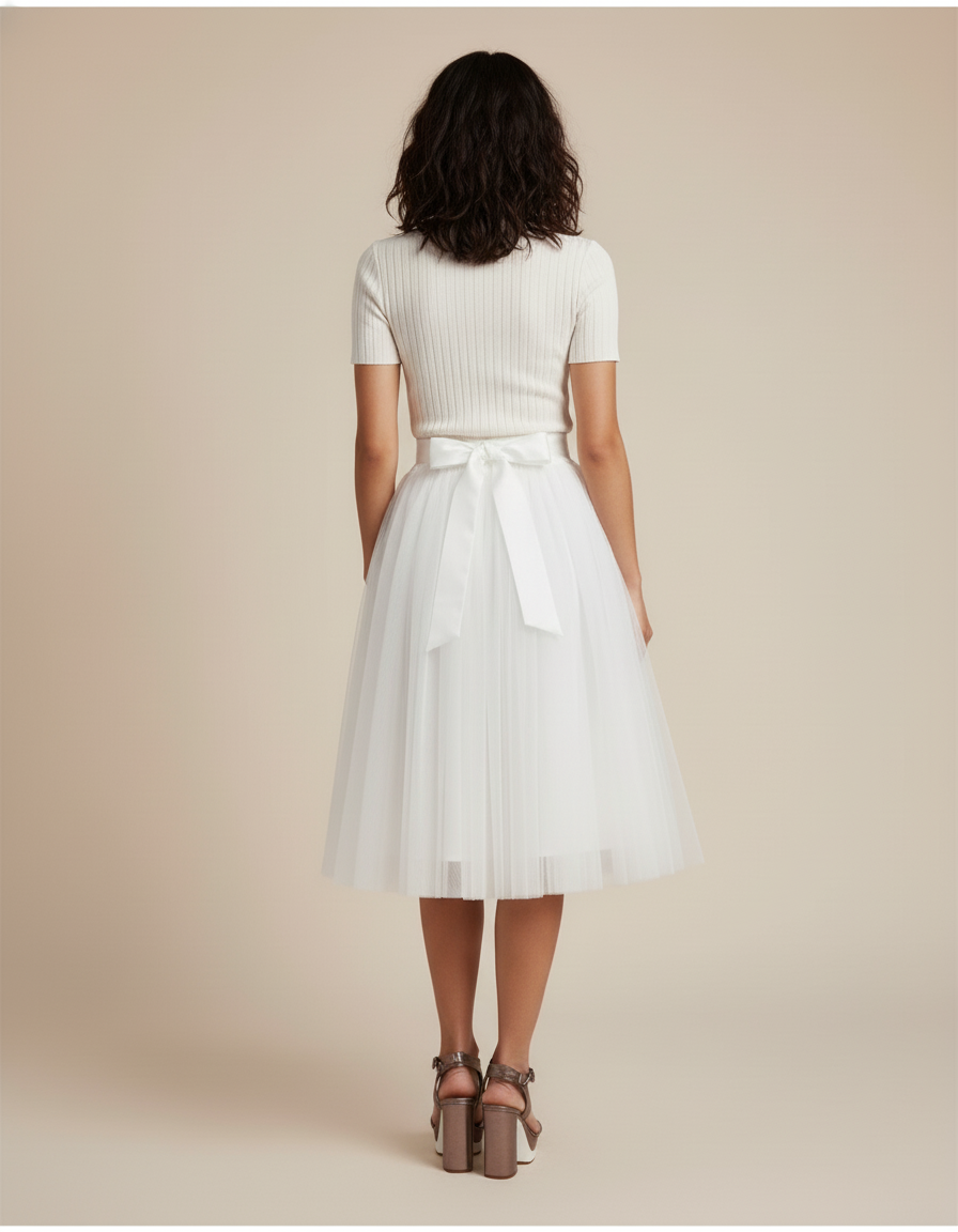 Jupe Blanche Tulle Bouffante Élégante