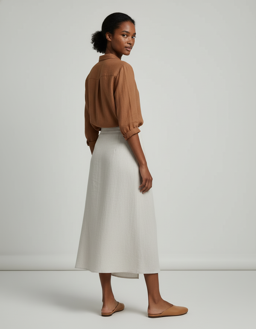 Jupe Blanche Coton Lin Asymétrique Fluide