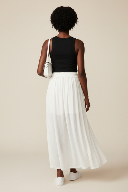 Jupe Blanche Fluide Longue Décontractée