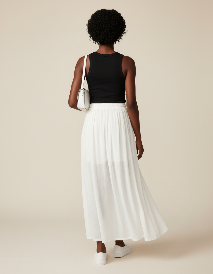 Jupe Blanche Fluide Longue Décontractée
