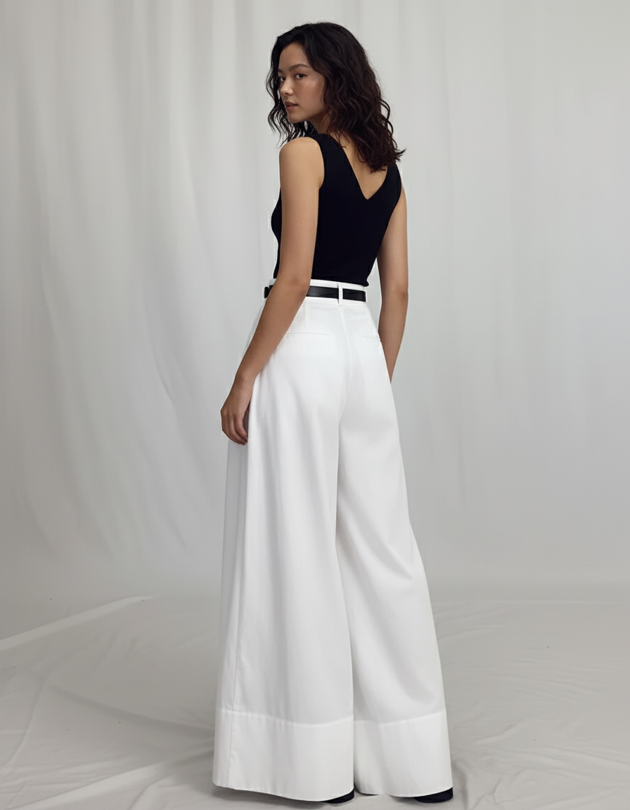 Jupe Blanche Longue Taille Haute Fluide