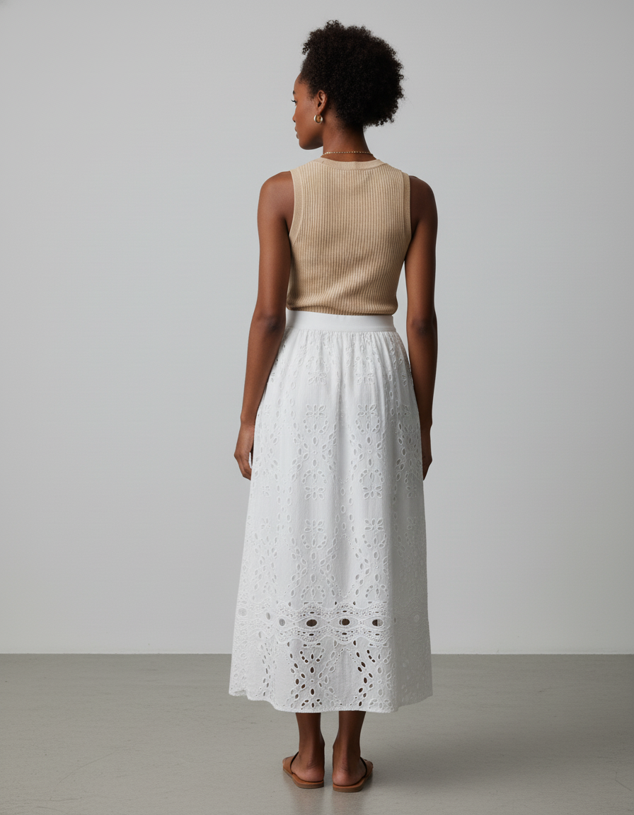 Jupe Blanche Broderie Anglaise Élégante