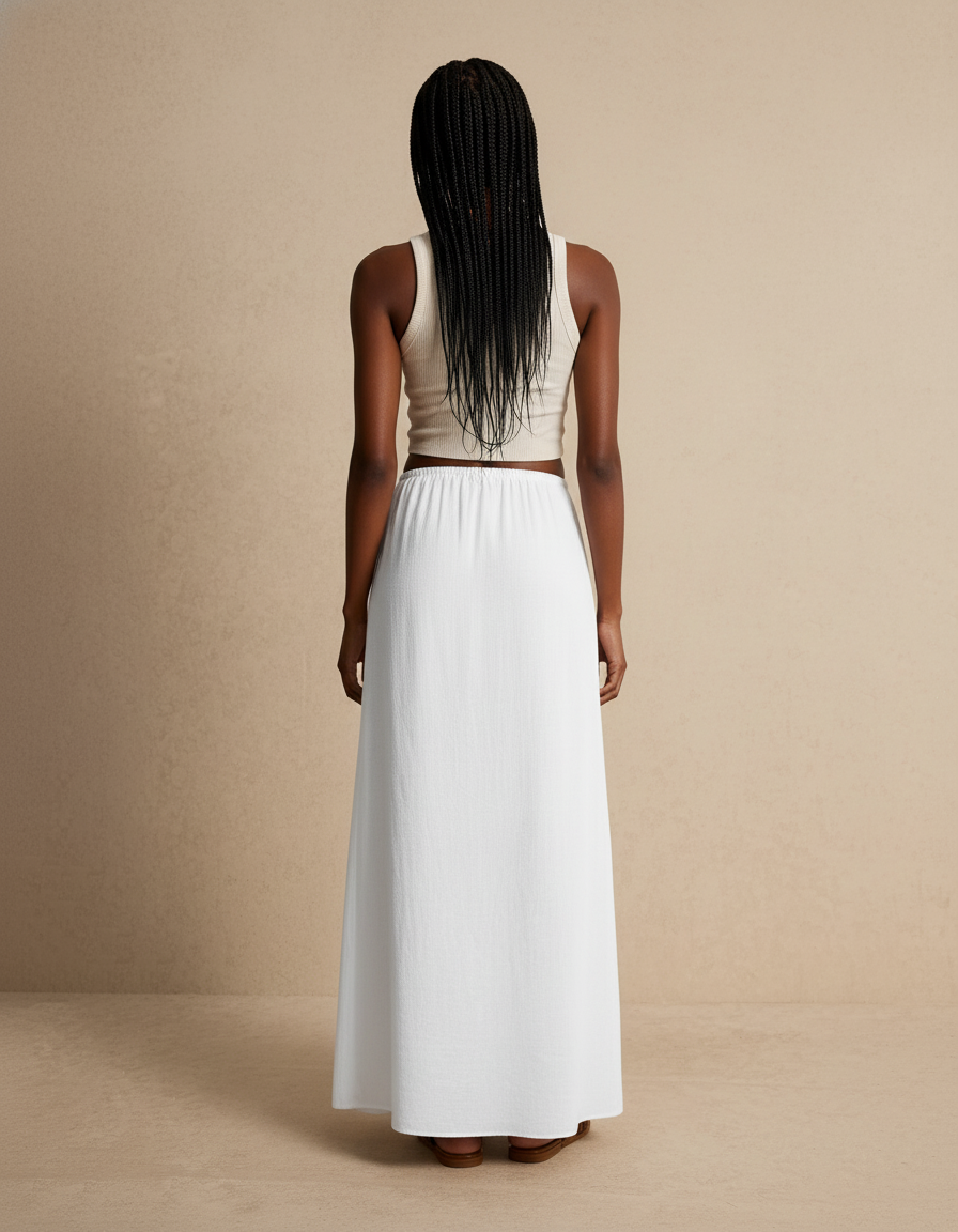 Jupe Blanche Fluide Maxi Décontractée