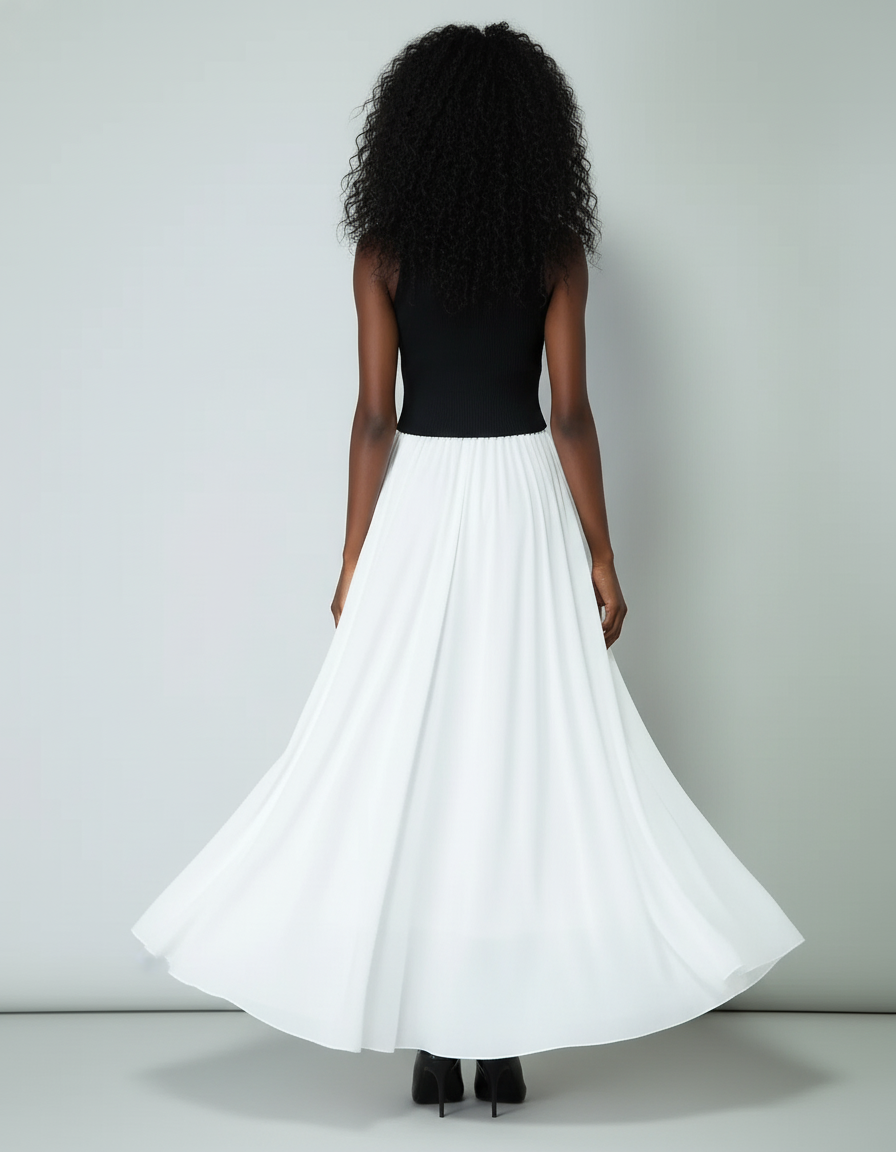 Jupe Blanche Longue Fluide Élégante