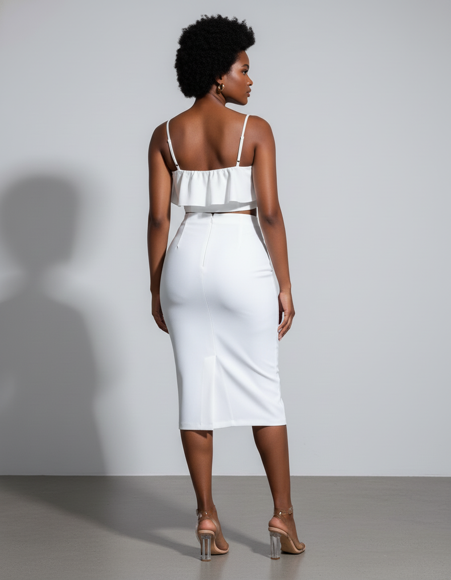 Jupe Crayon Taille Haute Blanche