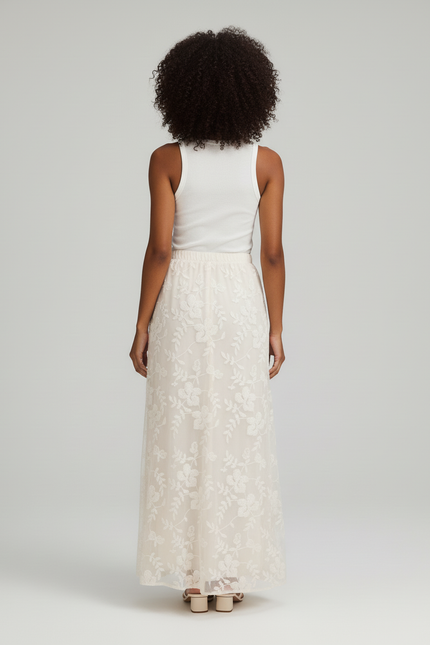 Jupe Longue Blanche Fleurie