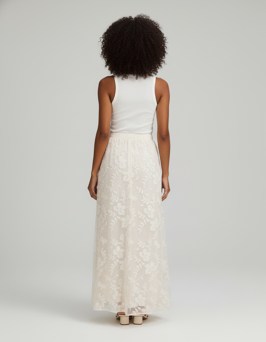 Jupe Longue Blanche Fleurie