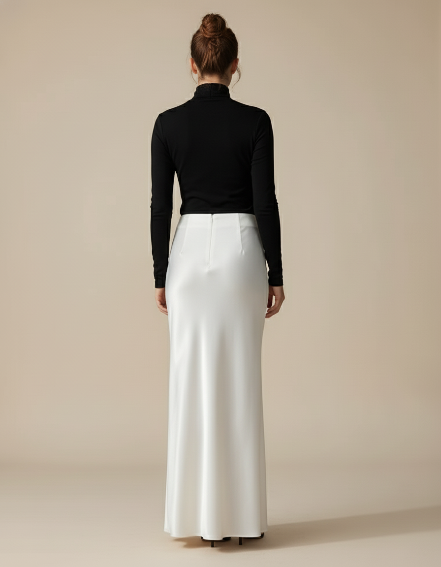 Jupe Blanche Fluide Satinée Élégante