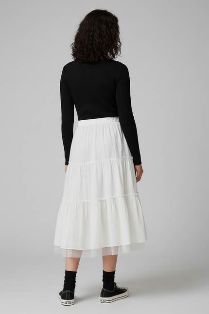 Jupe Blanche Plissée Tulle Fluide