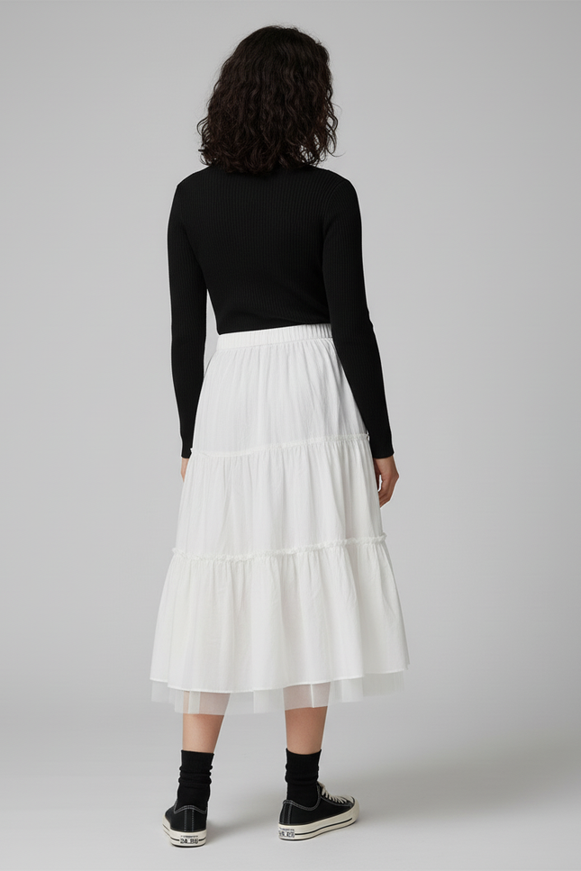 Jupe Blanche Plissée Tulle Fluide