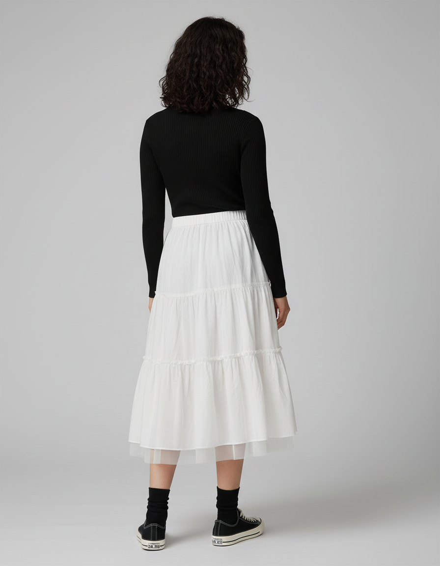 Jupe Blanche Plissée Tulle Fluide