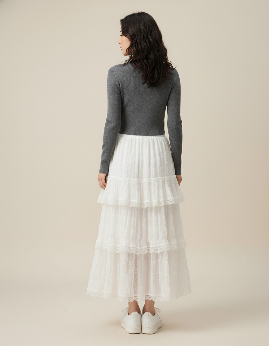 Jupe A Volants Blanche