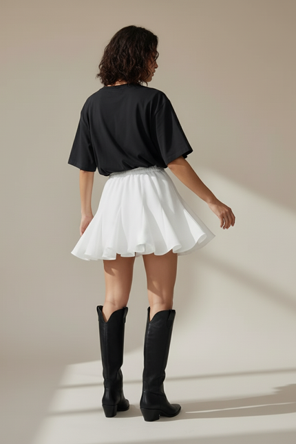 Jupe Blanche Mini Plissée Élégante