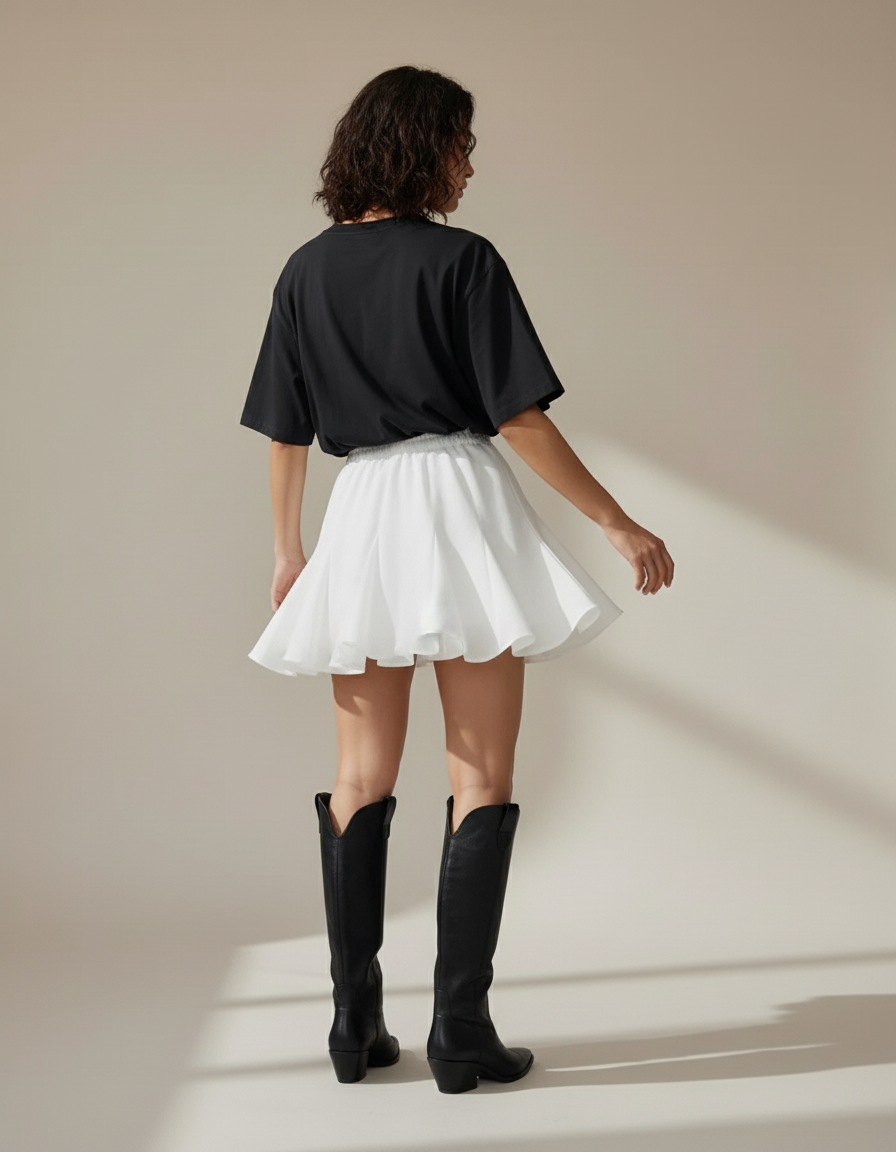 Jupe Blanche Mini Plissée Élégante