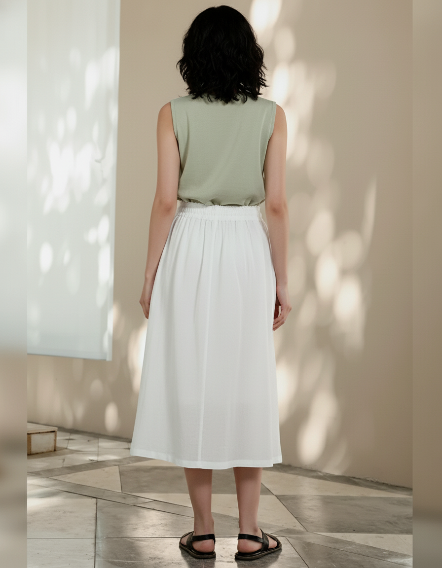 Jupe Longue Blanche En Lin