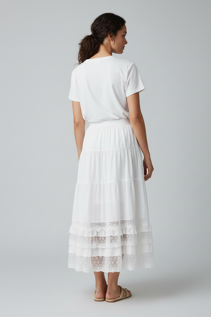 Jupe Blanche Volant Dentelle