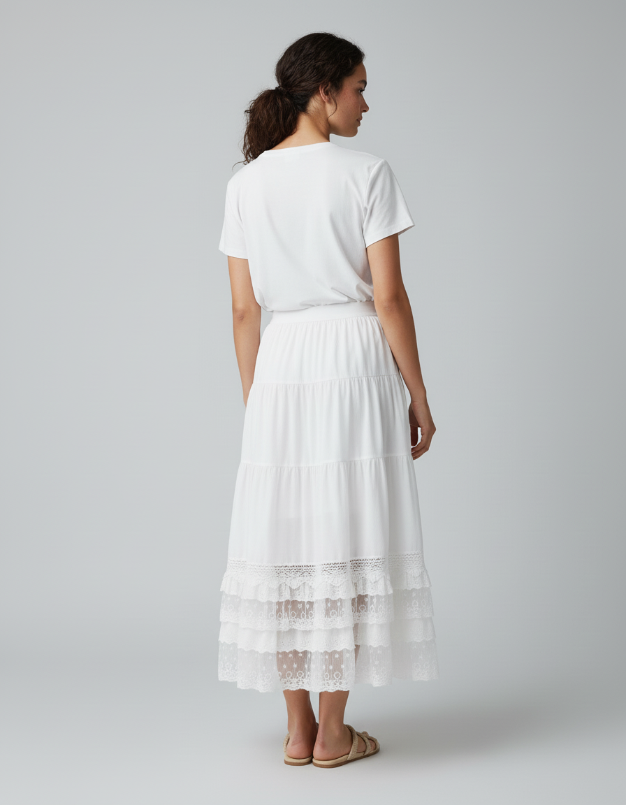 Jupe Blanche Volant Dentelle