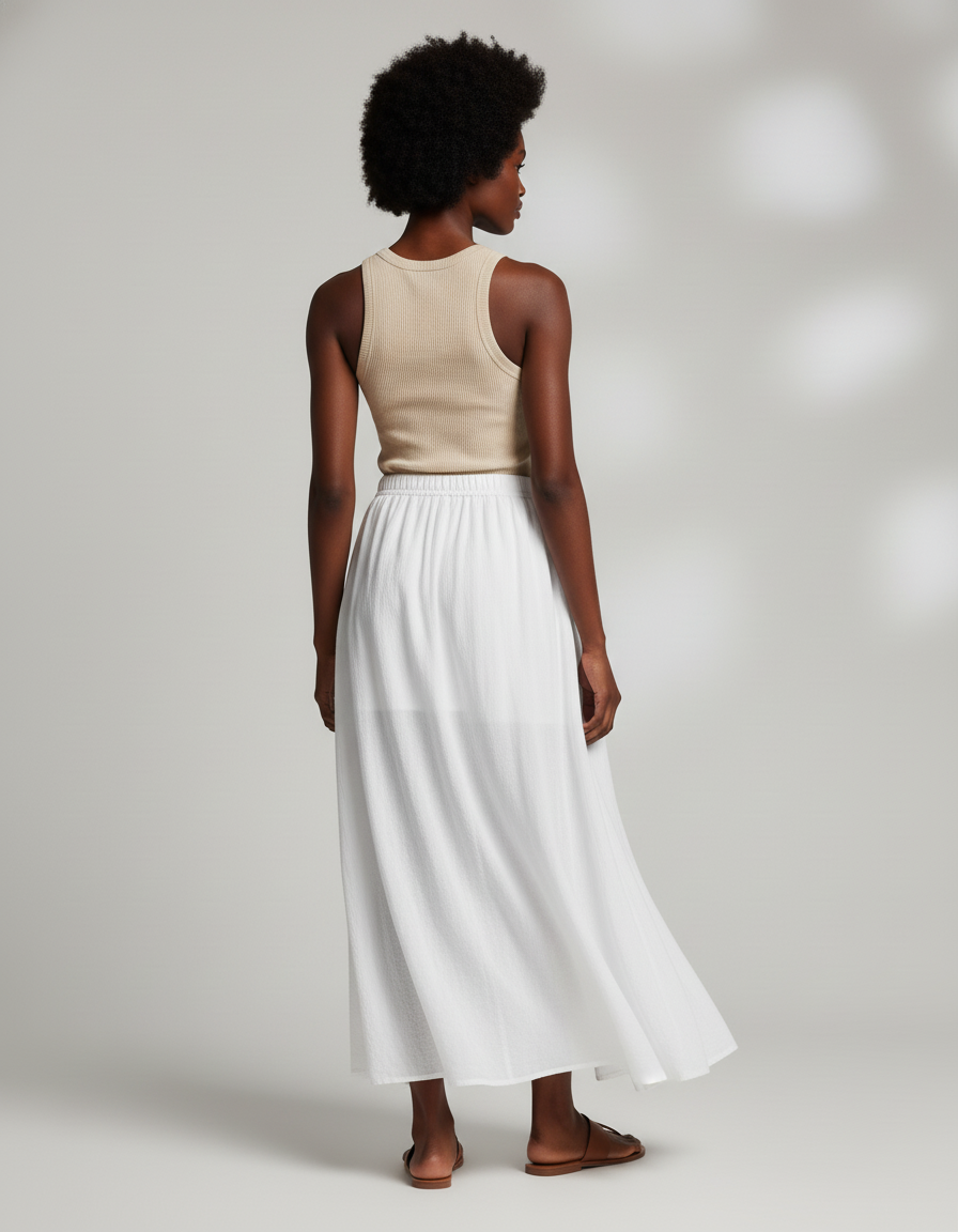 Jupe Longue Blanche Coton