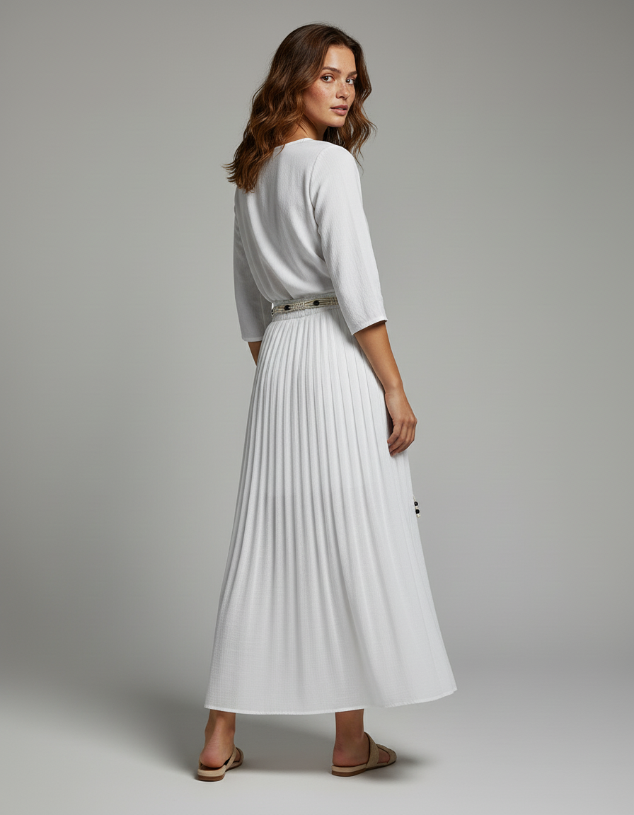 Jupe Plissée Longue Blanche