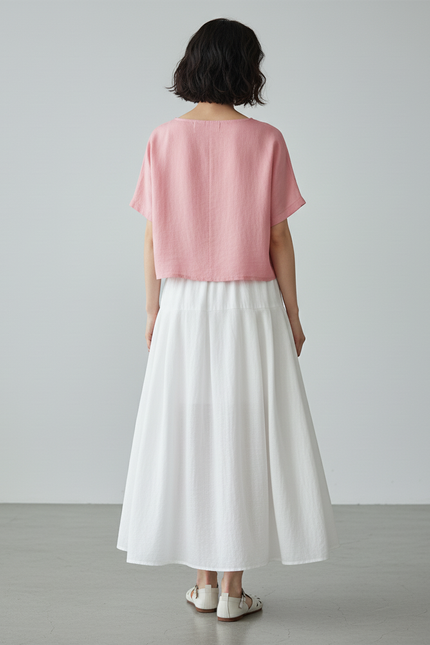 Jupe Blanche Fluide Ample Coton-Lin