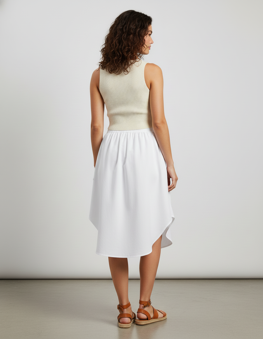Jupe Blanche Asymétrique Fluide Décontractée