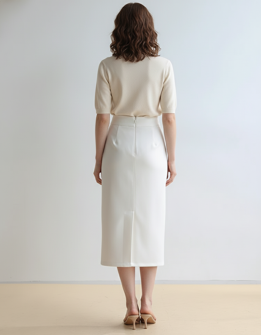 Jupe Simili Cuir Blanche