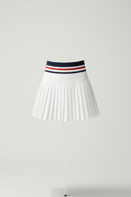 Jupe Blanche Plissée Taille Haute Sportive