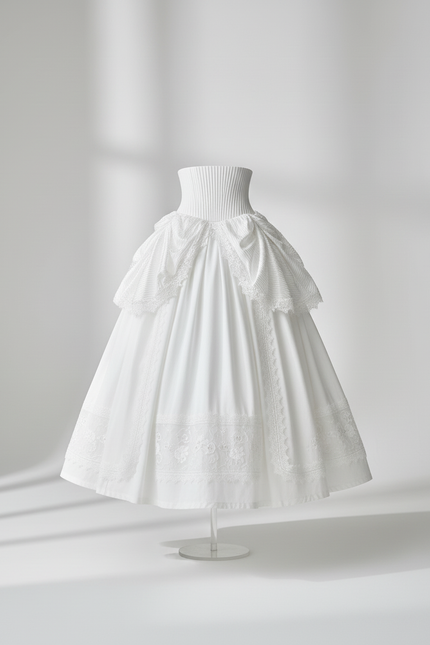 Jupe Blanche Évasée Dentelle Élégante