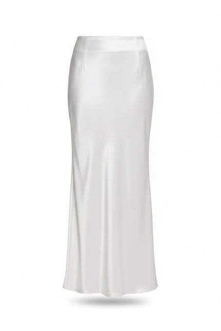 Jupe Blanche Satinée Fluide Élégante