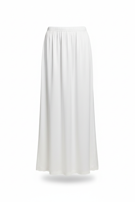 Jupe Blanche Satin Dentelle Fluide