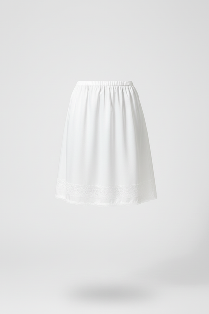 Jupe Blanche Satin Élégante Dentelle