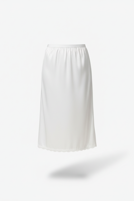 Jupe Blanche Satinée Fluide Dentelle