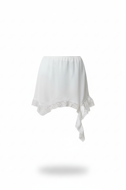 Jupe Blanche Asymétrique Dentelle Chic