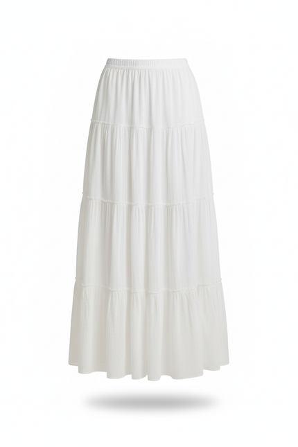 Jupe Blanche Maxi Étagée Décontractée