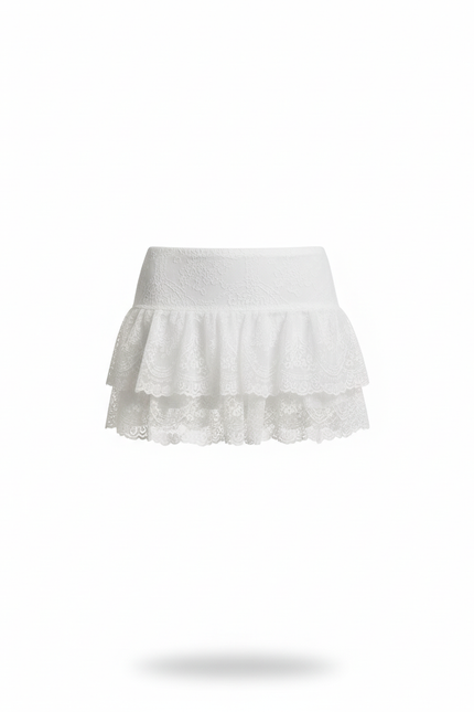 Jupe Blanche Dentelle Volants Bohème