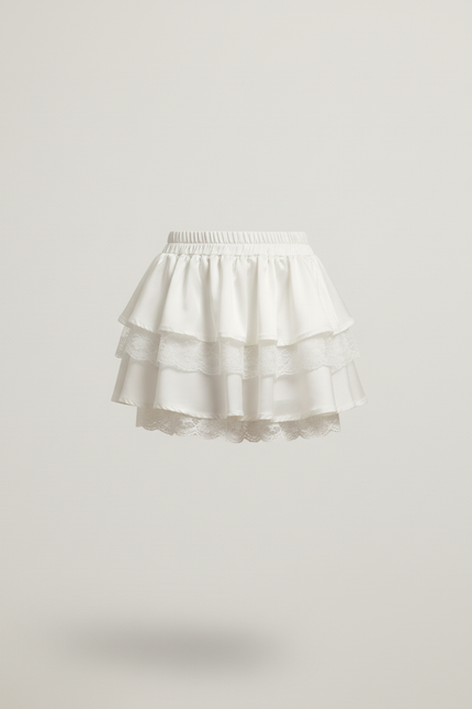 Jupe Blanche À Volants Dentelle Chic