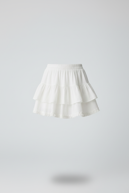 Jupe Blanche Courte À Volants Fluide