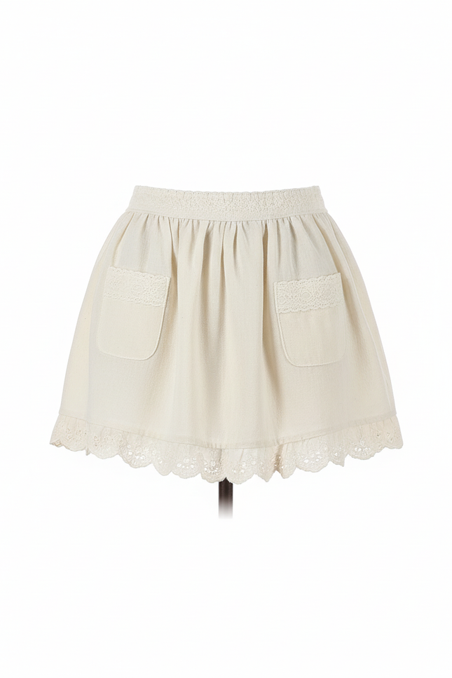Jupe Blanche Dentelle Poches Chic