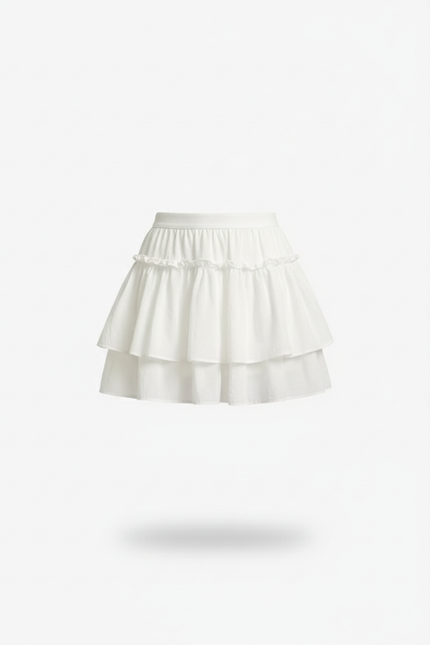 Jupe Short Blanche A Volant