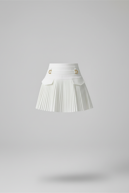 Jupe Blanche Plissée Taille Haute Chic Structurée