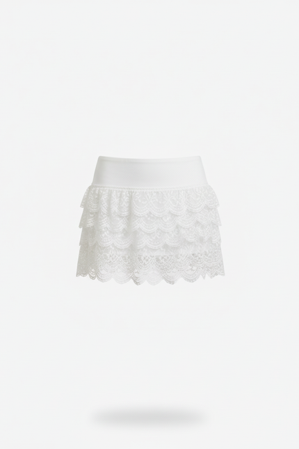 Jupe Blanche Dentelle Volants Tendance