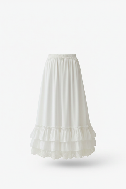 Jupe Blanche Volants Dentelle Vintage