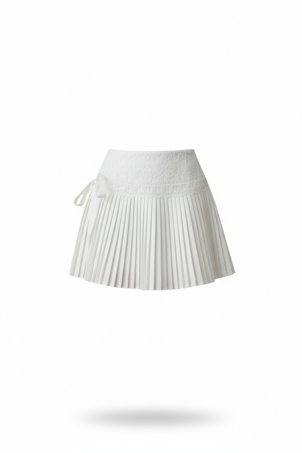 Jupe Blanche Plissée Dentelle Preppy
