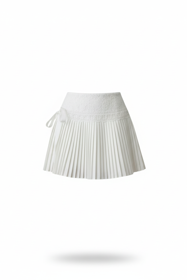 Jupe Blanche Plissée Dentelle Preppy