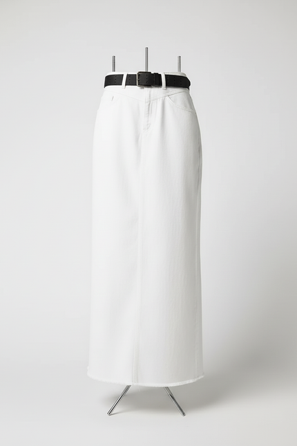 Jupe Blanche Denim Effilochée Chic