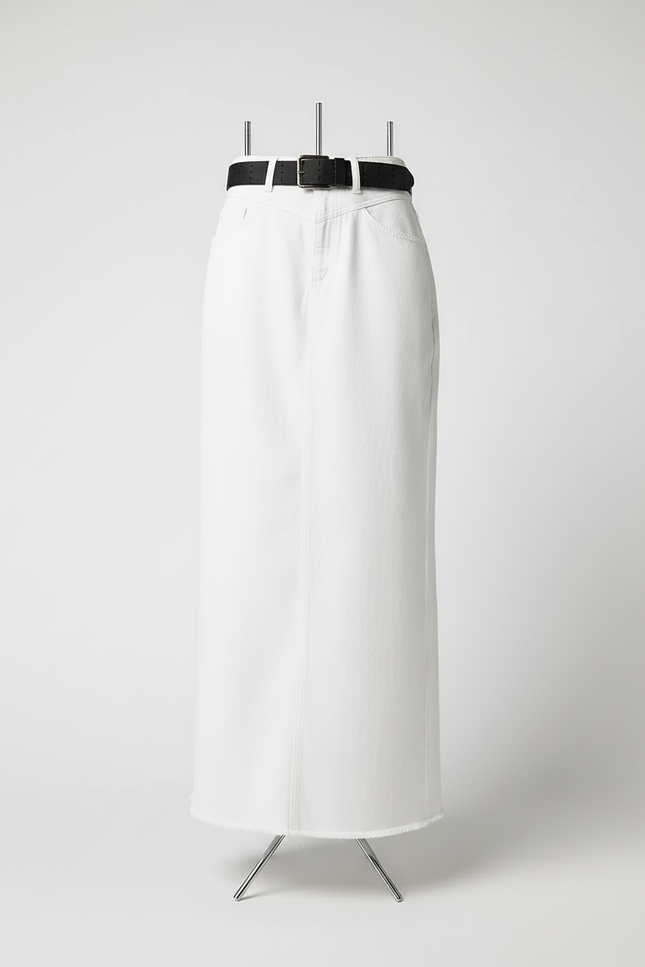 Jupe Blanche Denim Effilochée Chic