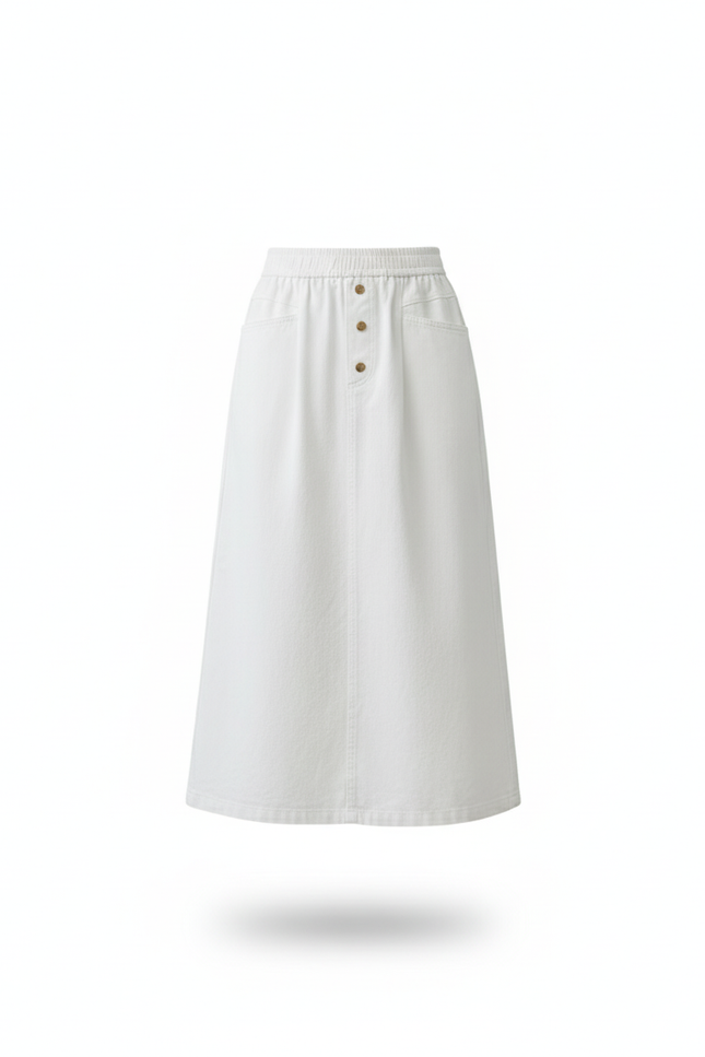 Jupe Blanche Taille Haute A-Line Décontractée