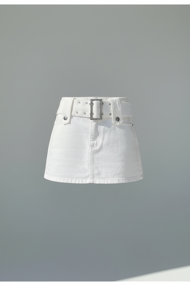 Jupe Blanche Mini Denim Y2K