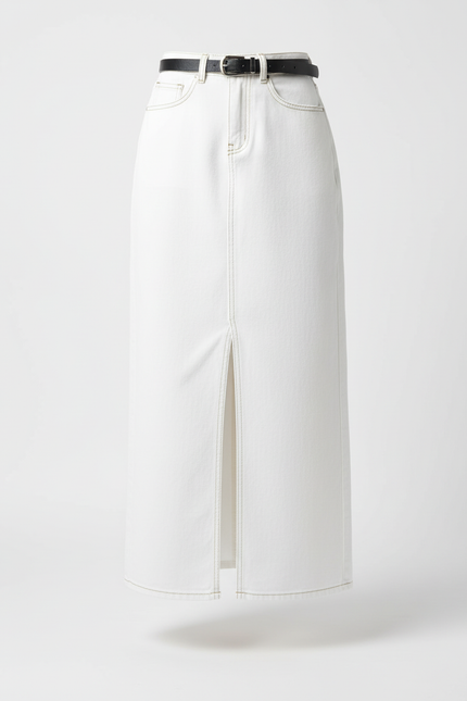 Jupe Blanche Denim Fendue Chic